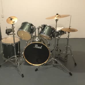 Pearl Export Series 5 Piece Drum Set Green with hardware cymbals Reverb