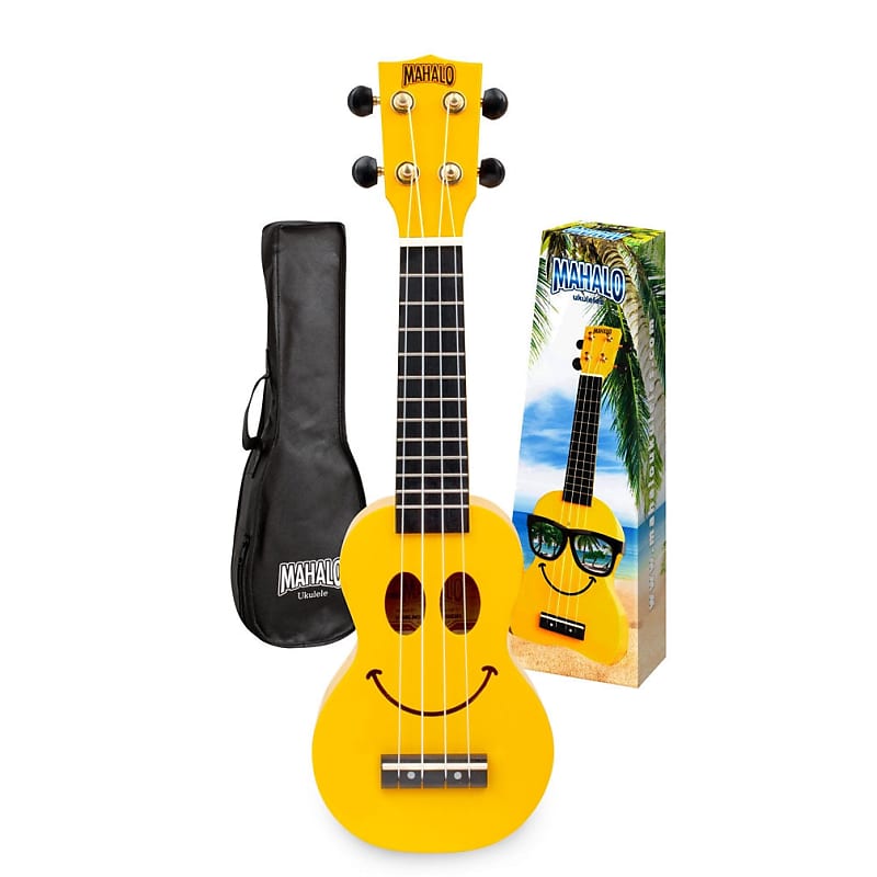 Mahalo U-SMILINO-YW Smiley Face Sopranino Ukulele w/ Bag - Yellow