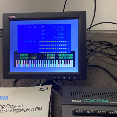 80s Yamaha CX5M music computer (SFG-05 synth II engine), FM Voice Edit Cart.  and Monitor image 3