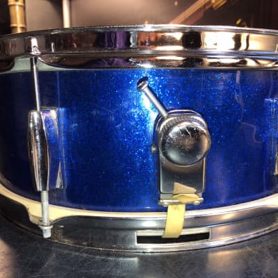 Beautiful Japanese  Snare Drum Unbranded  Stencil  1970s - Blue Sparkle image 7