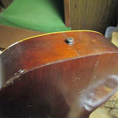 Unknown Parlor Acoustic Guitar 30s/40s art deco soso player w/intonation issues image 13