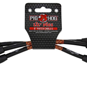 Pig Hog PHLIL6CP Lil' Pigs 1/4" TS Patch Cables - 6" (3-Pack)