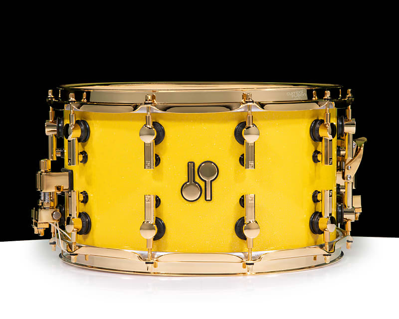 Sonor SQ2 14x8 Medium Maple Snare - Yellow Sparkle w/Gold | Reverb