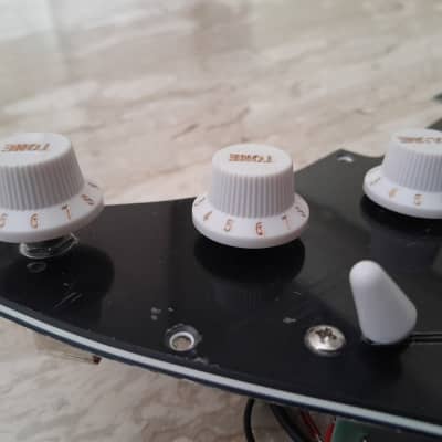 Handmade prewired SSS CERAMIC Strat pickguard with COIL TAP on N&B, volume TR BL and mid PU cutoff switch image 6