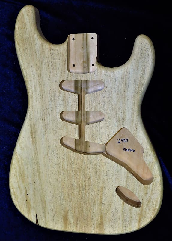 Spalted Maple Top / Aged Basswood Strat body - Standard Hardtail 4lbs 3oz #2930 image 1