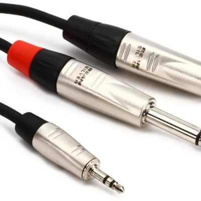 Hosa HMP-010Y Pro Stereo Breakout Cable - 3.5mm TRS Male to Dual 1/4-inch TS Male - 10 foot image 1