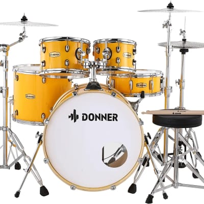 Donner Drum Set Adult with Practice Mute Pad,5-Piece 22 inch Full Size Acoustic Drum Kit image 1