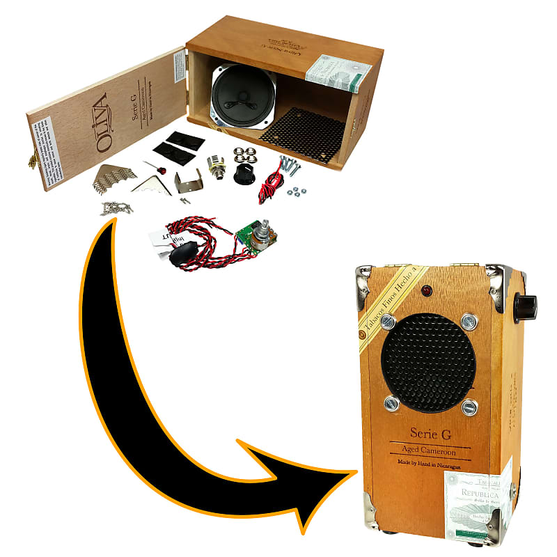 DIY Cigar Box Guitar Amplifier Kit with All-wood box & Pre-wired Leads image 1