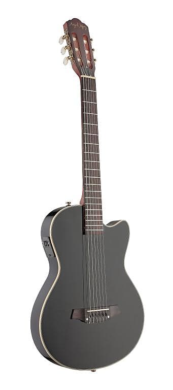 Angel Lopez 4/4 cutaway electric classical guitar with solid body, black EC3000CBK image 1