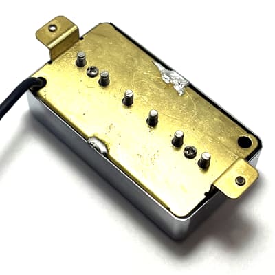 Dragonfire H90 Neck Pickup ~ Humbucker Sized P-90 Single Coil Passive Neck Position Pickup, Chrome Ring + White Pearl Inlay image 4
