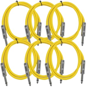 Seismic Audio SASTSX-2YELLOW-6PK 1/4" TS Patch Cable - 2' (6-Pack)