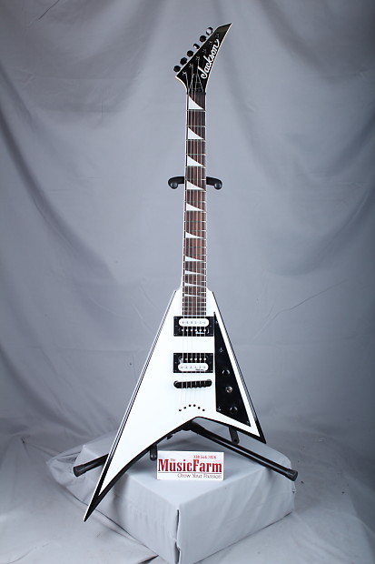 Jackson JS32T Rhoads Electric Guitar White with Black Bevels V Shaped Guitar