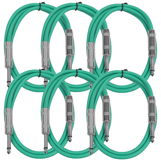 Seismic Audio SASTSX-3GREEN-6PK 1/4" TS Patch Cable - 3' (6-Pack) image 1