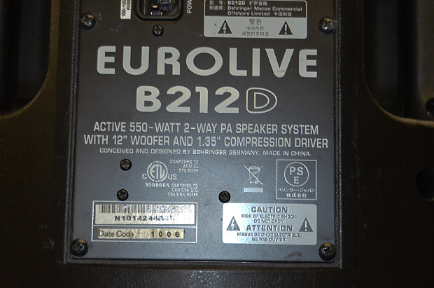 Pair of Behringer Eurolive B212D 12 Pair of Behringer Eurolive B212D 12