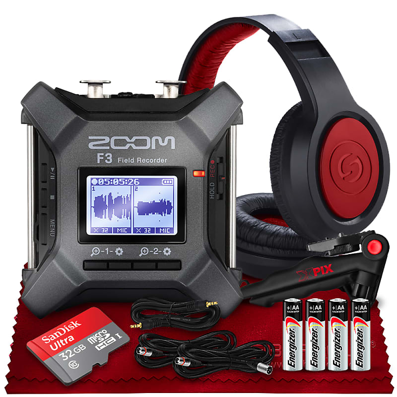 Zoom F3 Professional Field Recorder, 32-bit Float Recording + Accs. Bundle