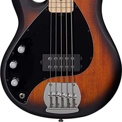Sterling StingRay RAY5LH Left-Handed 5-String Bass Guitar, Maple Fingerboard, Vintage Sunburst image 2