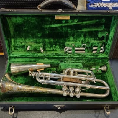 Antique 1920's Buescher True Tone 9 Trumpet w/ Case and Accessories -   Log Cabin Decor