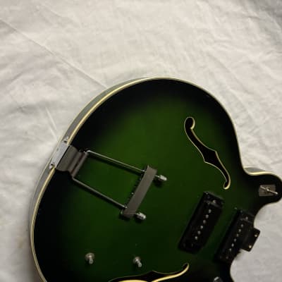 Aria Encore Matsomoku Hollow Body Electric Guitar Body Bigsby W/ Plate 1960s 1970s Green Fade image 6