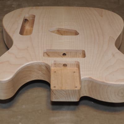 Unfinished Telecaster Body Book Matched Figured Flame Maple Top 2 Piece Alder Back Chambered, P90 Neck Route 3lbs 15.9oz! image 5
