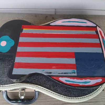 Vintage 1955 Harmony H-42 Stratotone Newport Electric Guitar w/ Case! Psychedelic Paint Job! image 11