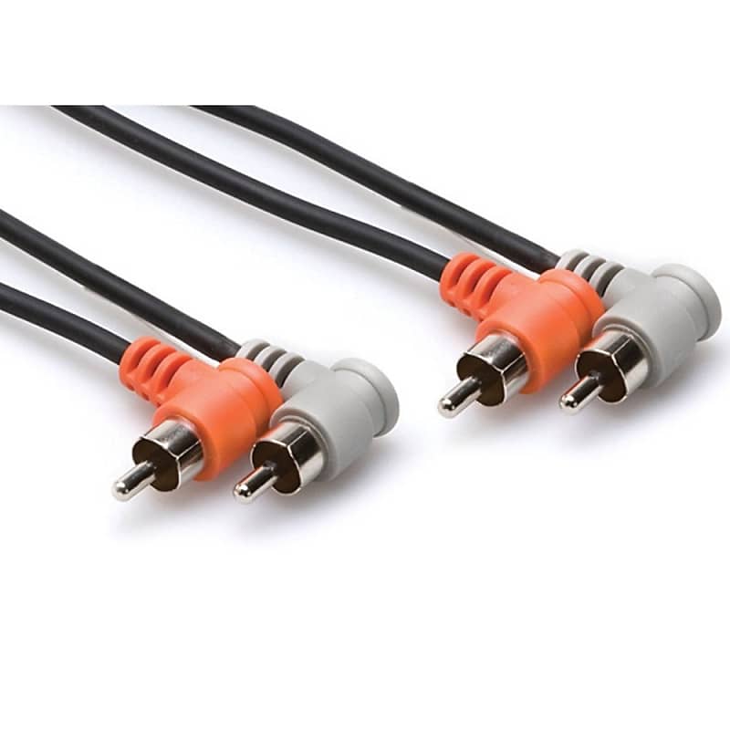 Hosa CRA-202RR Stereo Interconnect Cable Dual Right-Angle RCA to Same (2m, 6.6ft) image 1