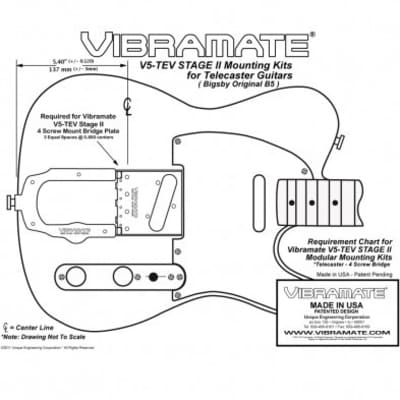 Vibramate Stage II Vintage Fender Telecaster Adapter Kit For Bigsby B5 Shorty image 2