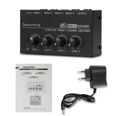 Depusheng DX400 DX400 4 Channel Mixing Console Ultra Compact Low Noise Line Audio Mixer image 2
