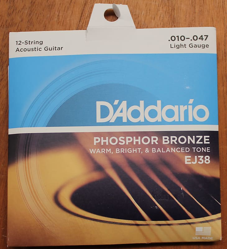 D'Addario EJ38 10-47 12 String Phosphor Bronze Acoustic Guitar String Set image 1
