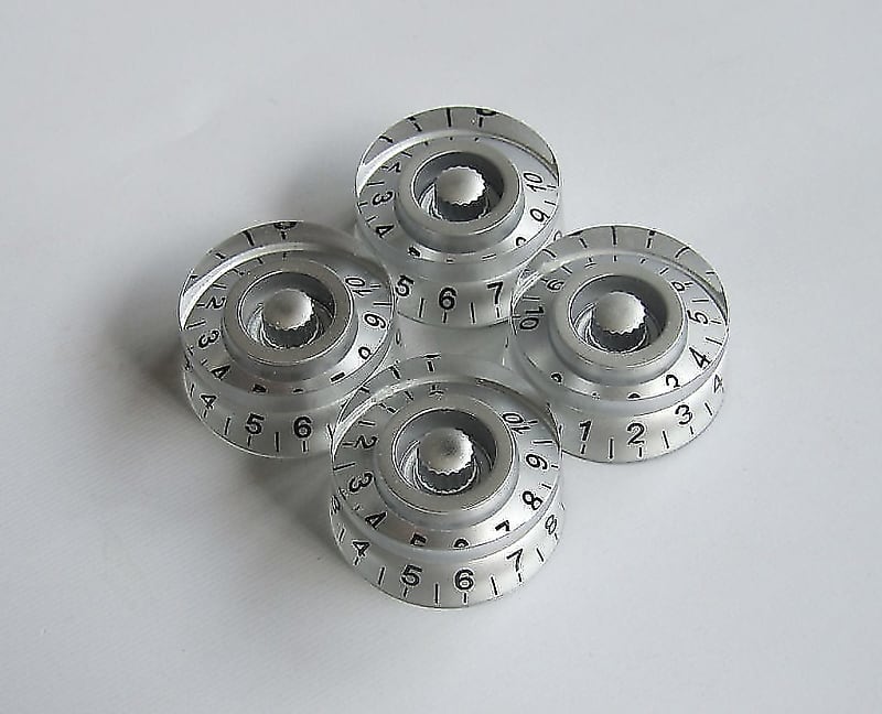 Silver 4 Piece Guitar Speed Control Knobs Metric Size | Reverb