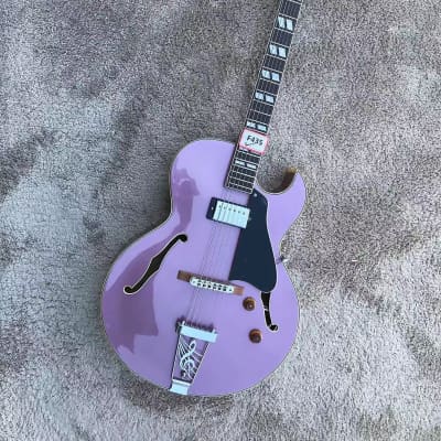 Metallic Purple Custom Hollow Body Jazz Guitar Body, Rosewood Fingerboard, Maple Neck image 5
