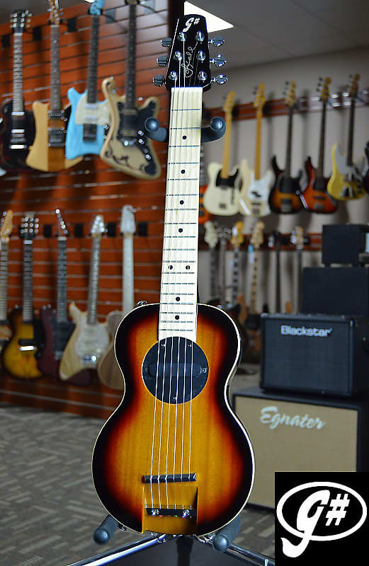 G-Sharp OF-1 Travel Guitar, Three Tone Sunburst (g# tuning, comes w/ gig bag) image 1
