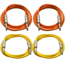 4 Pack of 1/4" TRS Patch Cables 6 Feet Extension Cords Jumper - Orange & Yellow