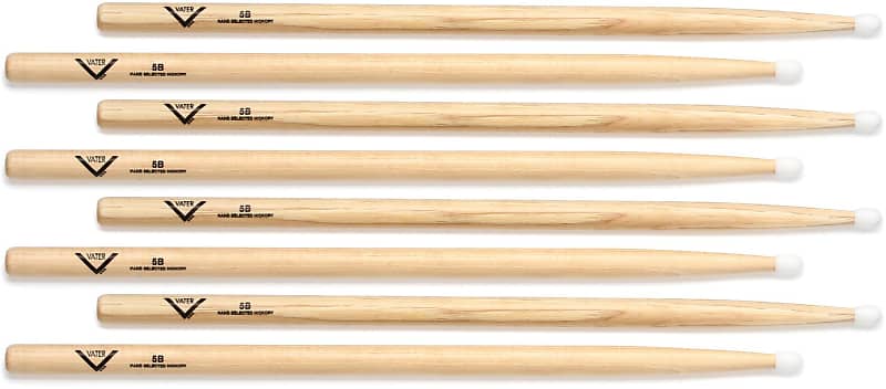 Vater Hickory Drumsticks 4-pack - 5B - Nylon Tip (2-pack) Bundle image 1