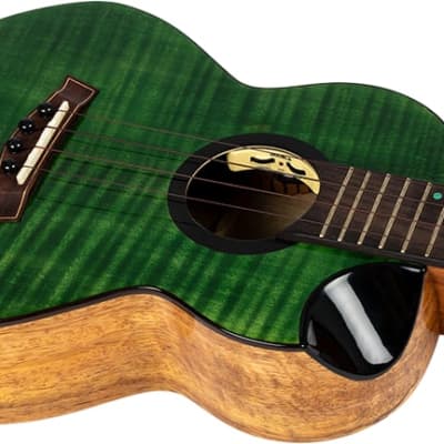 Flight Comet EQ-A Green Tenor Ukulele New - solid stained flamed maple top image 4