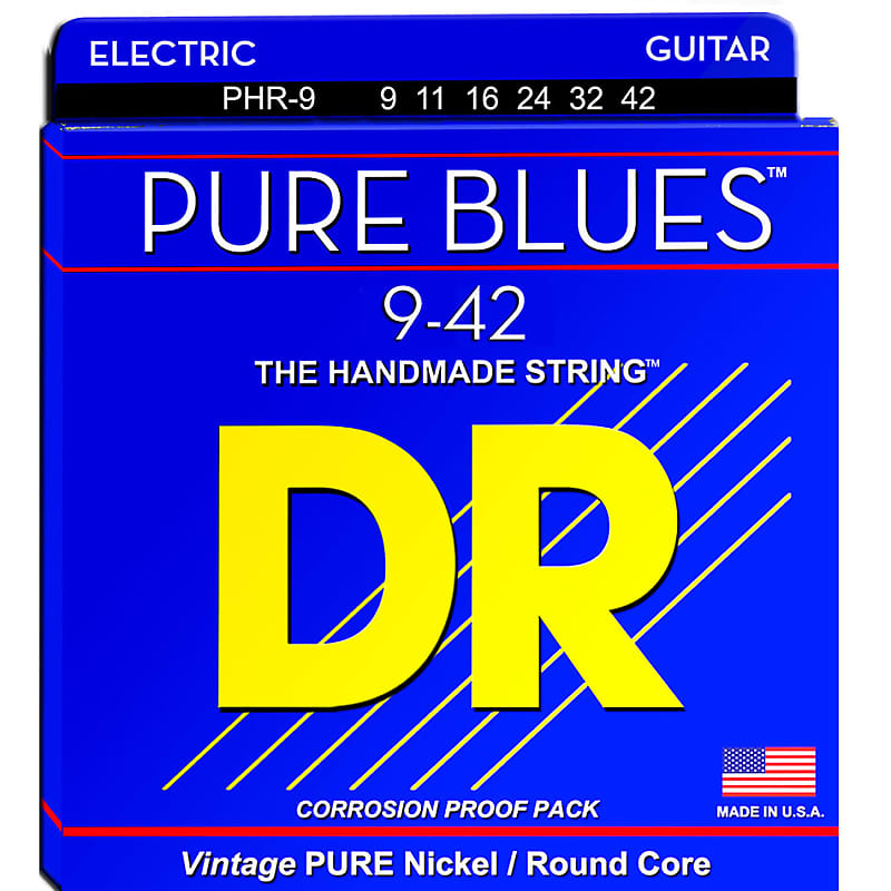 DR Strings Pure Blues Lite Electric Guitar Strings, 9-42 image 1