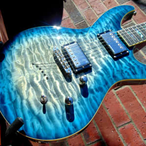 DBZ Diamond  Monarch EX IB Ice Blue Burst Quilt Top Electric Guitar and FREE HARDSHELL CASE image 3