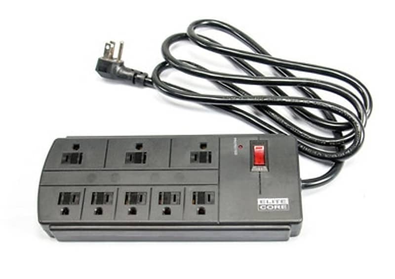 Elite Core AC Power Strip with Surge Protection 8 Outlets Stage Studio -Black image 1