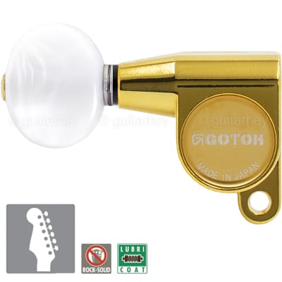 NEW Gotoh SG360-05P1 LEFT HANDED 6 In-Line Mini Keys OVAL PEARLOID Buttons, GOLD
