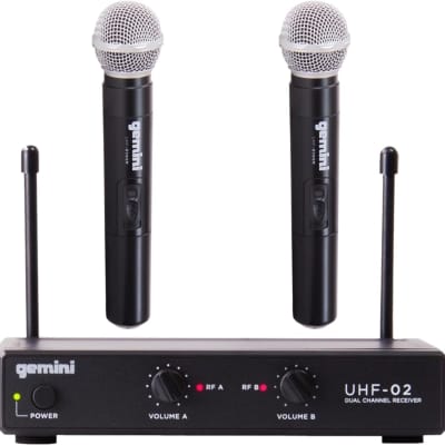 Wireless Microphone Dual UHF Metal Rechargeable Handheld Dynamic