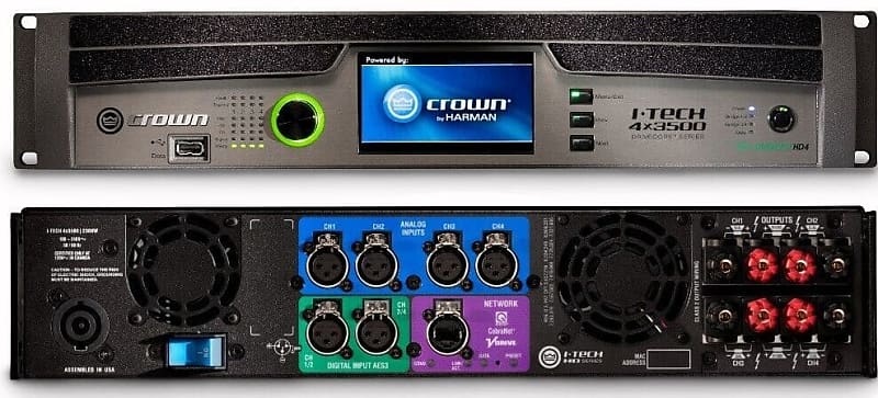 Crown I-Tech 4X3500HDS 4-Channel 3500W Rackmount Power Amplifier (With Speakon Connectors)  			