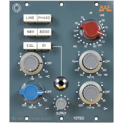 BAE 1073D 500 Series 3-Slot 1073-style Microphone/Line Preamp/EQ Module image 2