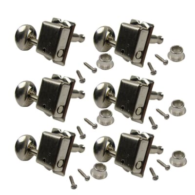 Grover 133N6 Vintage Deluxe, Nickel Tuning Machines 6 In-Line, Oval Metal Button image 4