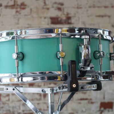 HHG Drums 14x5.5 Tiffany Blue Solid aluminum snare drum 2024 image 4