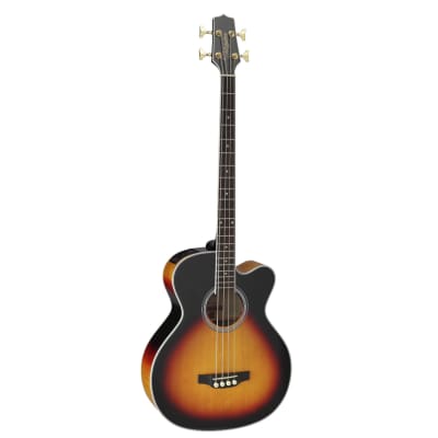 Takamine GB72CE BSB Jumbo Acoustic Electric Bass Guitar, Black Sunburst, with ChromaCast Pick Sampler, & Polish Cloth image 2