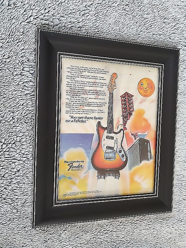 Original 1974 Fender Promo Ad Framed Fender Mustang Guitar & Reverb