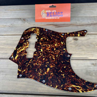\Real Life Relics Aged Jazz J Bass® Pickguard Brown Tortoise 3 Ply 10 Hole   [PGK3] image 2