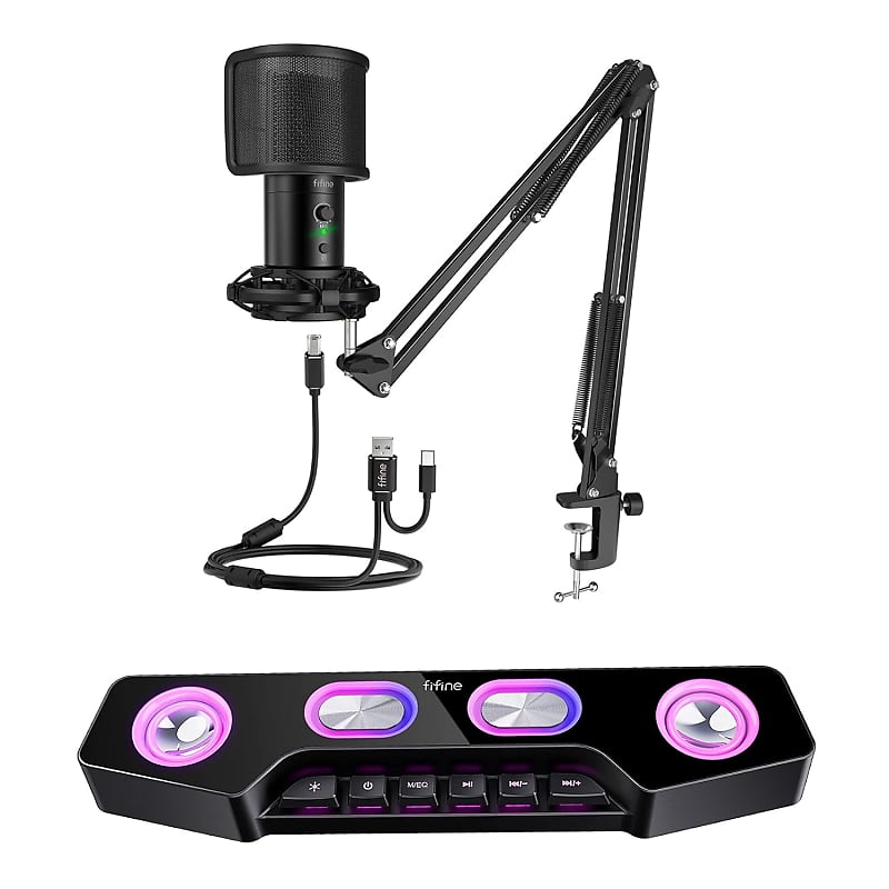 Usb Microphone For Mac And Bluetooth Speaker, Pc Microphone Kit 