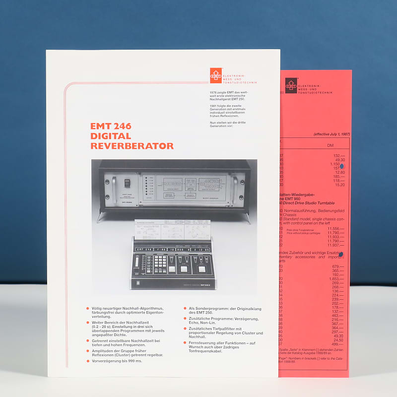EMT 246 Digital Reverberator original brochure & price list image 1