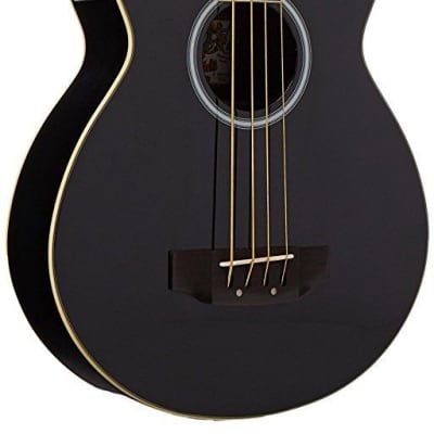 Black 4-String Acoustic Electric Bass Guitar w/ Gig Bag by Washburn image 2