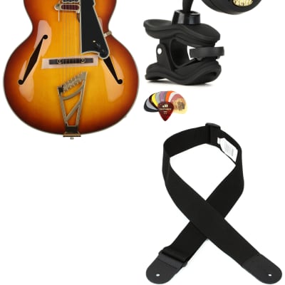 D'Angelico Excel Style B Hollowbody Electric Guitar - Dark Iced Tea Burst  Bundle with Snark ST-8 Super Tight Chromatic Tuner... (4 Items) for sale
